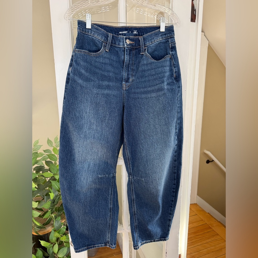Old Navy Dark Blue High-Rise Barrel Jeans